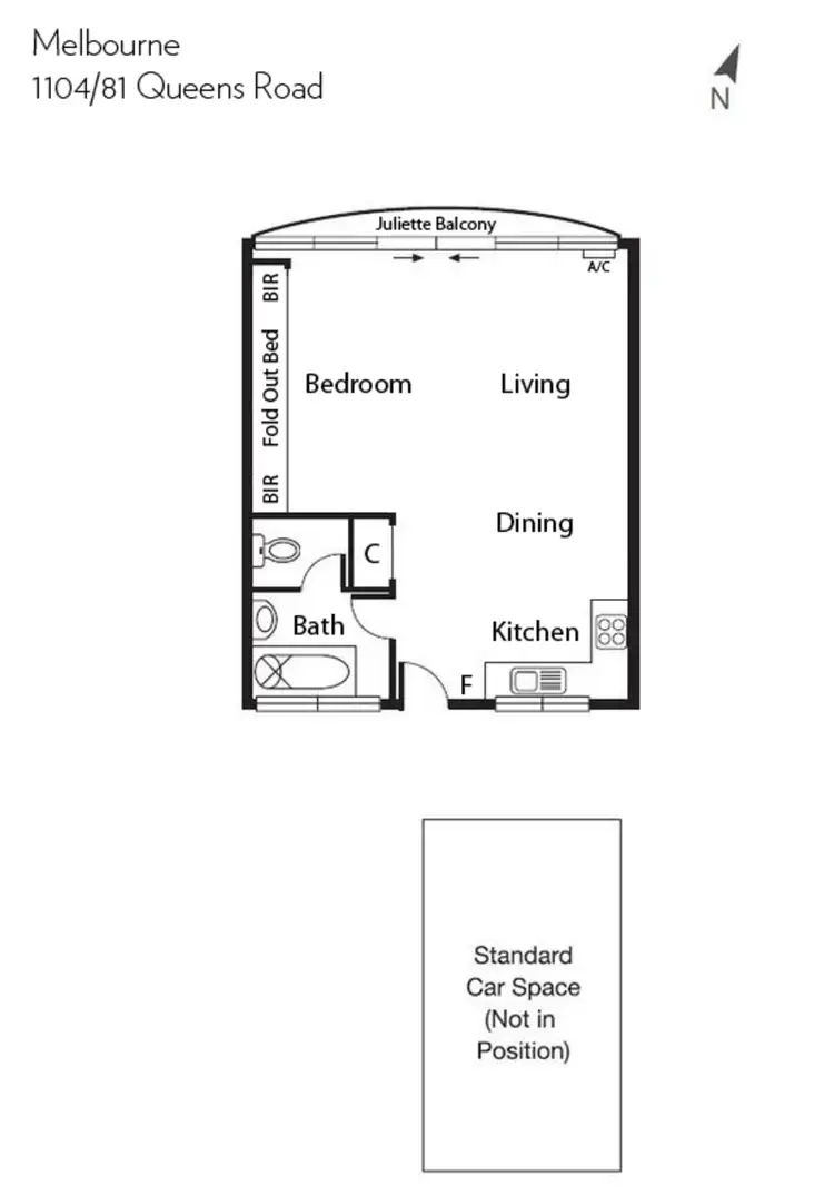 Floorplan of Homely apartment listing, 1104/81 Queens Road, Melbourne VIC 3004