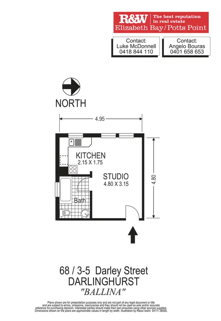 Floorplan of Homely studio listing, 68/5 Darley Street, Darlinghurst NSW 2010