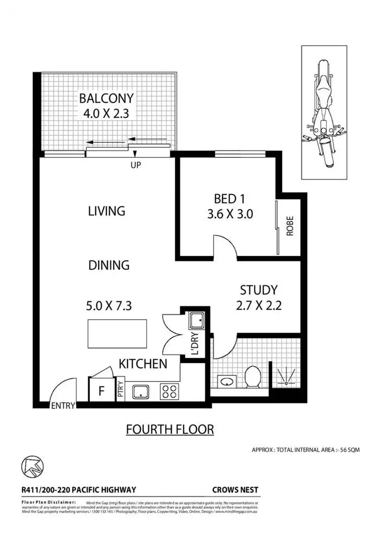 Floorplan of Homely apartment listing, R411/200-220 Pacific Highway, Crows Nest NSW 2065