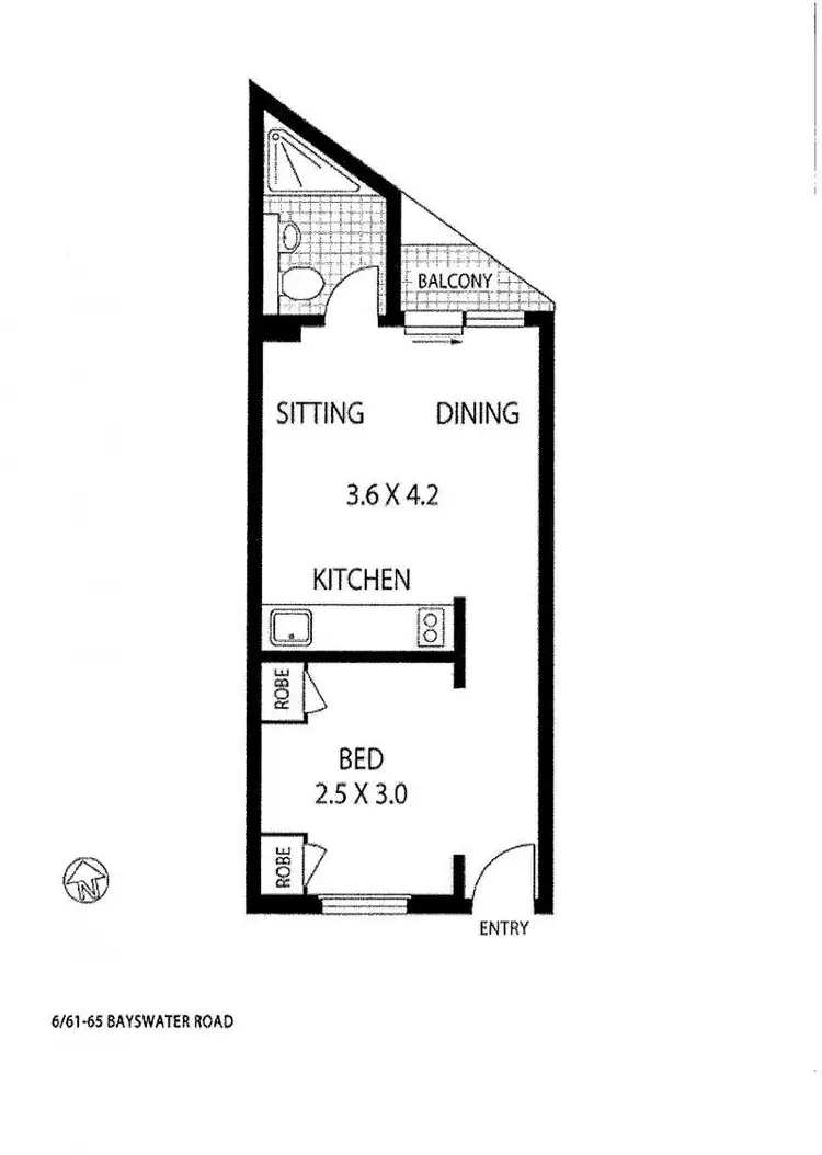 Floorplan of Homely apartment listing, 6/61 Bayswater Road, Potts Point NSW 2011