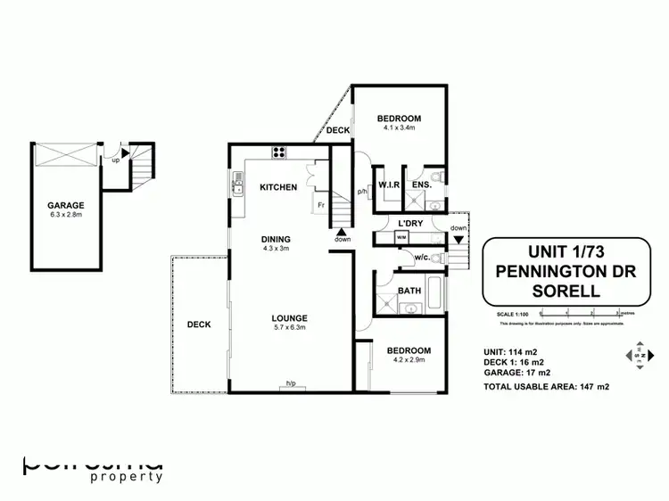 Floorplan of Homely unit listing, 1/73 Pennington Drive, Sorell TAS 7172