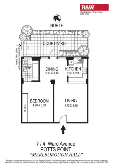 Floorplan of Homely apartment listing, 7/4 Ward Avenue, Potts Point NSW 2011