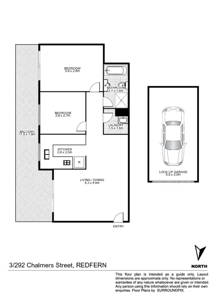 Floorplan of Homely apartment listing, 3/292 Chalmers Street, Redfern NSW 2016