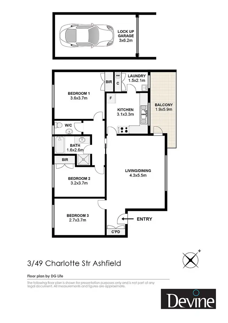 Floorplan of Homely apartment listing, 3/49 Charlotte Street, Ashfield NSW 2131