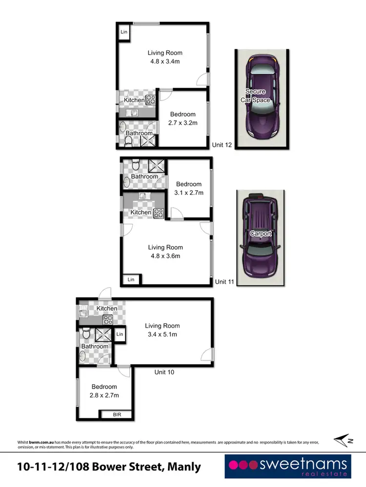 Floorplan of Homely unit listing, 10, 11 & 12/108 Bower Street, Manly NSW 2095