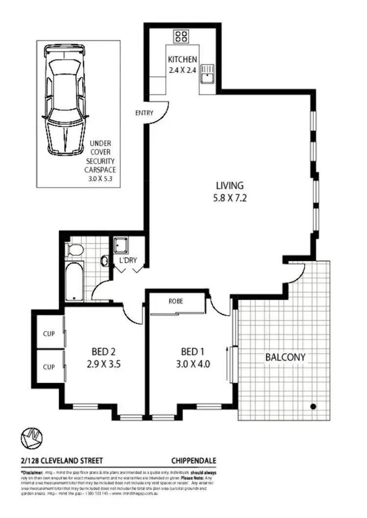 Floorplan of Homely apartment listing, Unit 2/128 CLEVELAND Street, Chippendale NSW 2008