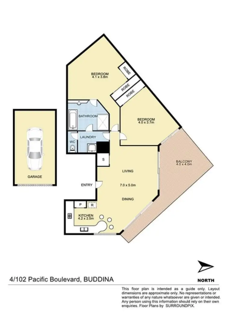 Floorplan of Homely unit listing, 4/102 Pacific Boulevard, Buddina QLD 4575