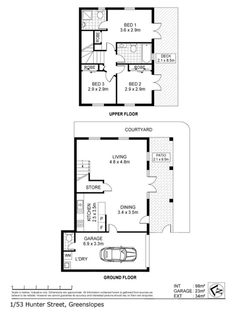 Floorplan of Homely townhouse listing, 1/53 Hunter Street, Greenslopes QLD 4120