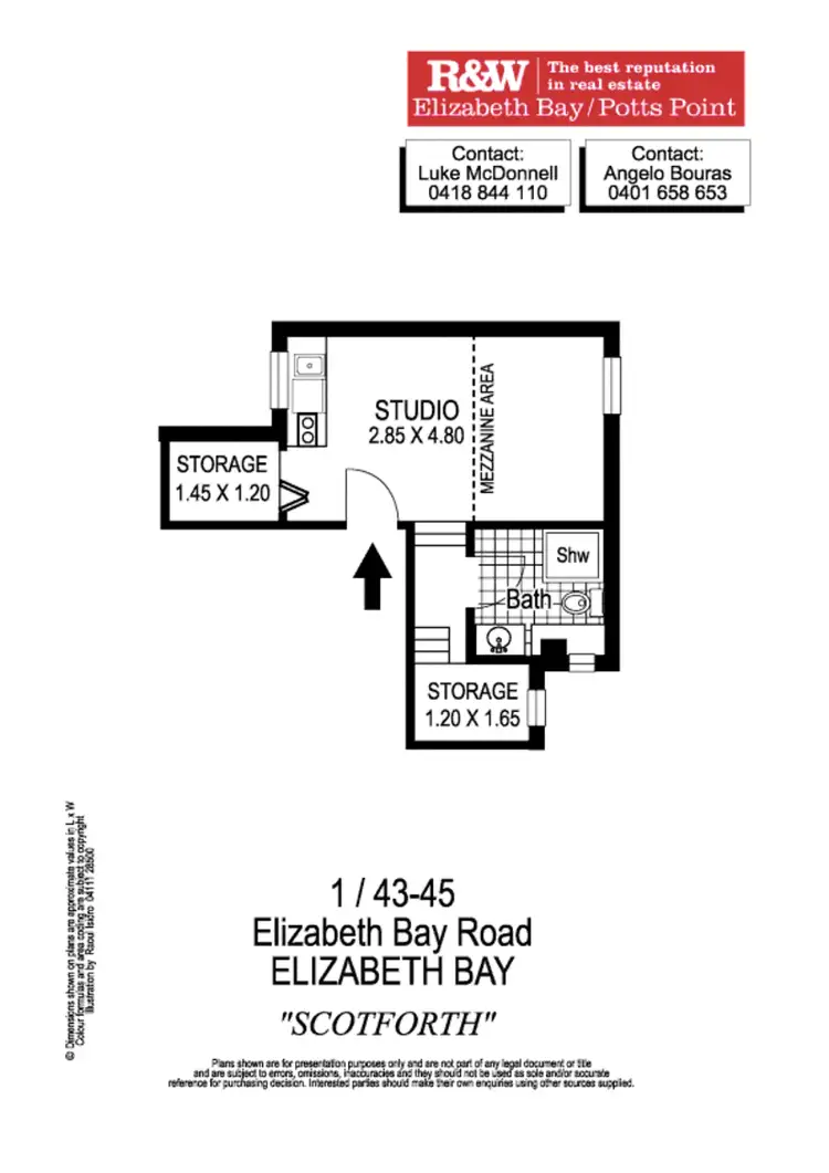 Floorplan of Homely studio listing, 1/43 Elizabeth Bay Road, Elizabeth Bay NSW 2011