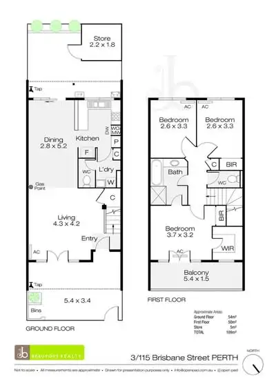 Floorplan of Homely townhouse listing, 3/115 Brisbane Street, Perth WA 6000