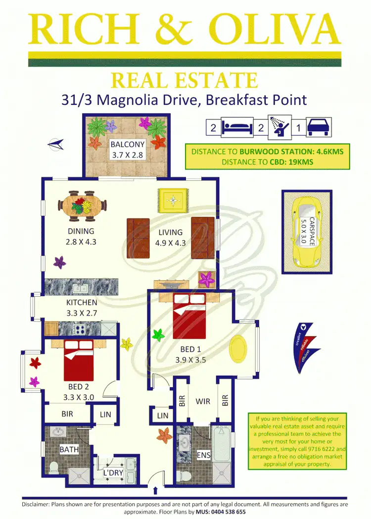 Floorplan of Homely apartment listing, 31/3 Magnolia Drive, Breakfast Point NSW 2137
