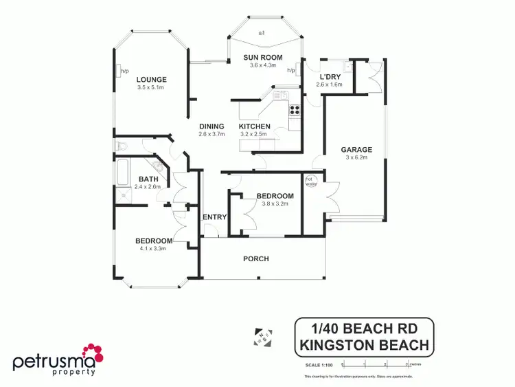 Floorplan of Homely unit listing, 1/40 Beach Road, Kingston Beach TAS 7050