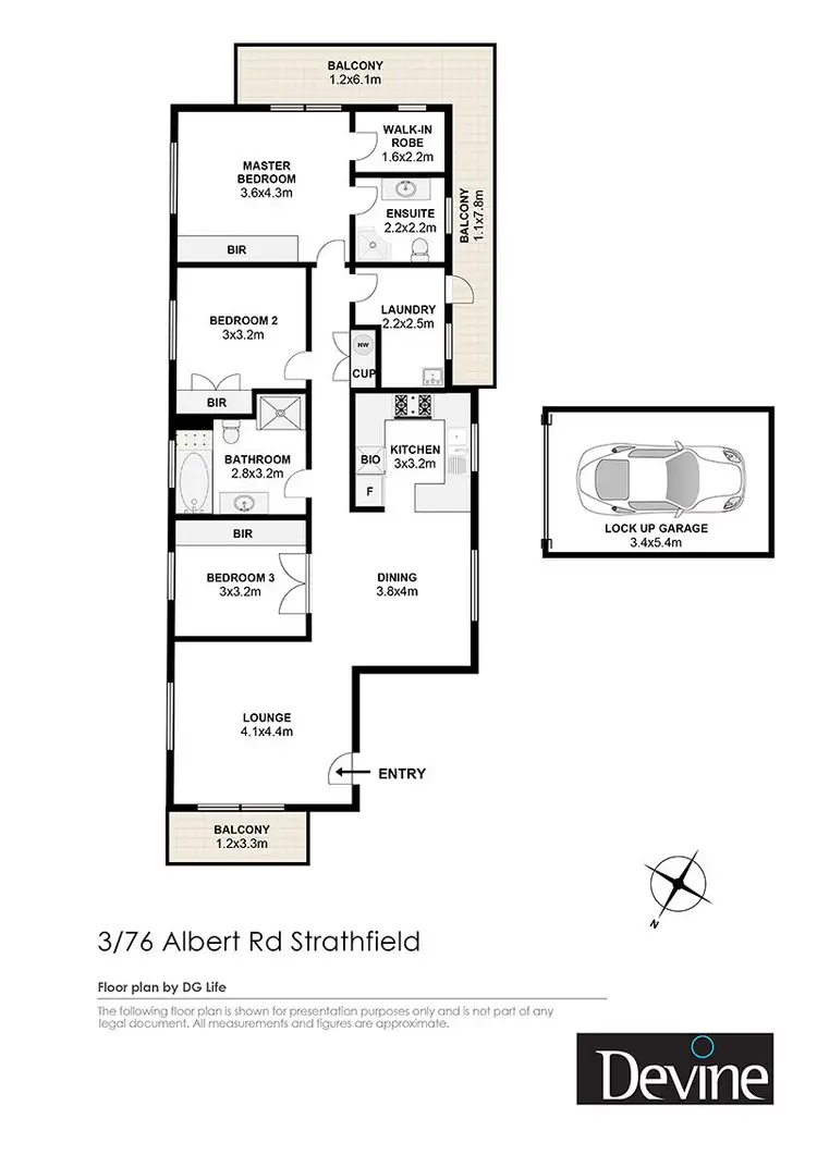 Floorplan of Homely apartment listing, 3/76 Albert Road, Strathfield NSW 2135