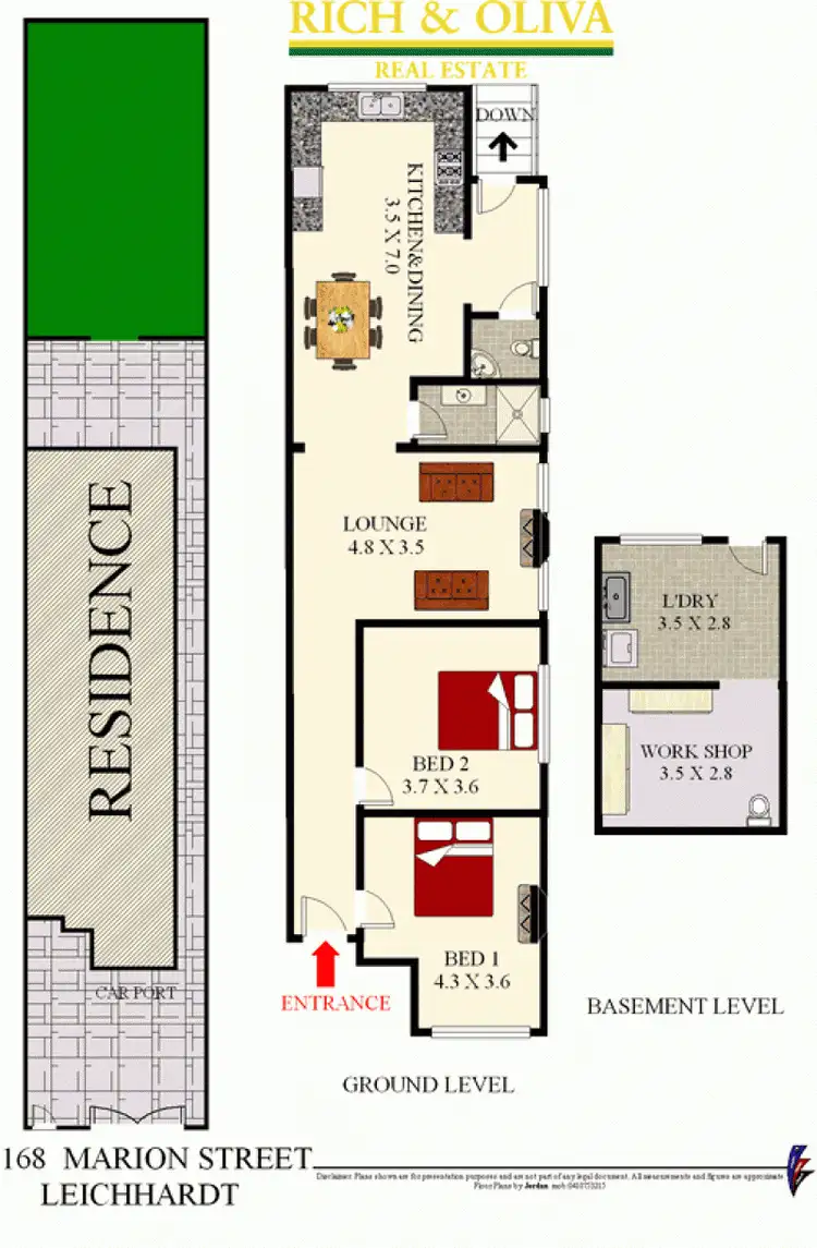 Floorplan of Homely semi-detached listing, 168 Marion Street, Leichhardt NSW 2040
