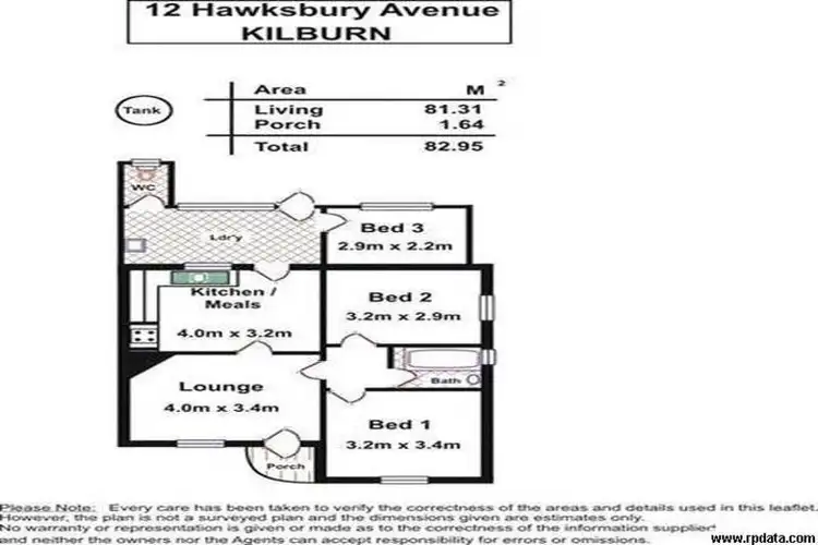 Floorplan of Homely house listing, 12 Hawkesbury Avenue, Kilburn SA 5084