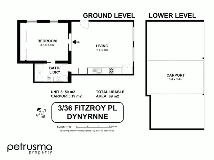 Floorplan of Homely unit listing, 3/36 Fitzroy Place, Dynnyrne TAS 7005