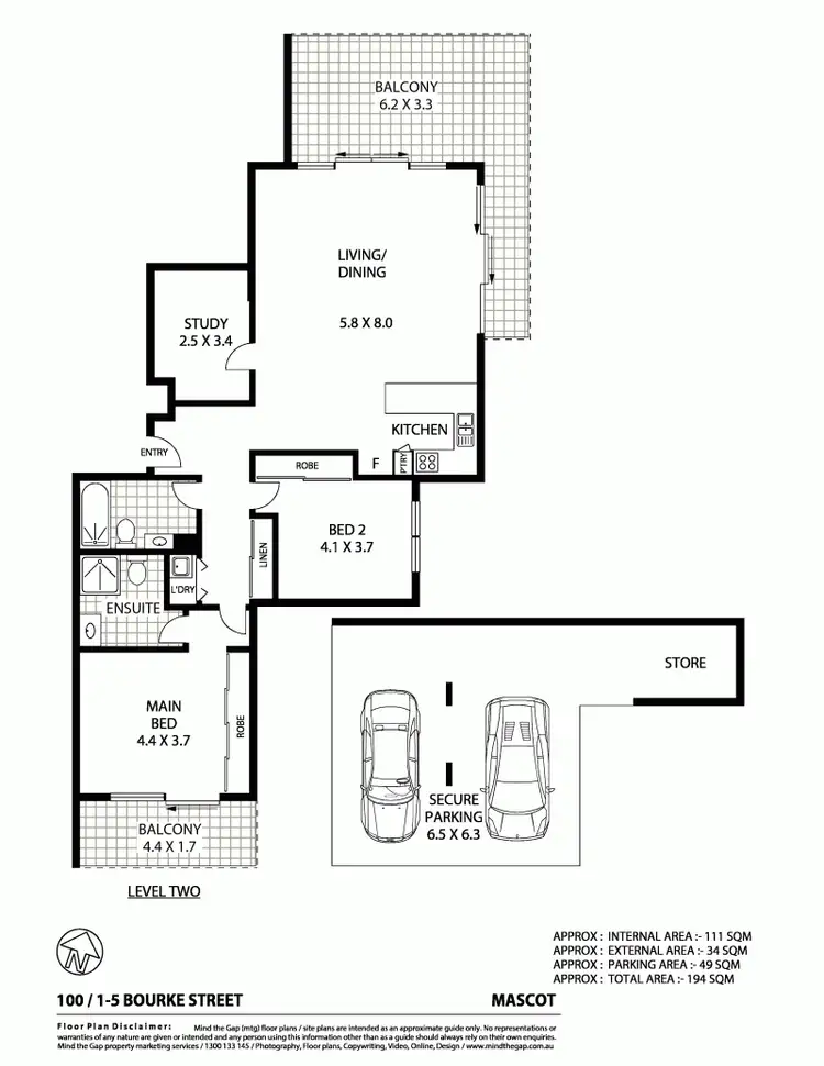 Floorplan of Homely apartment listing, 100/1-5 Bourke Street, Mascot NSW 2020