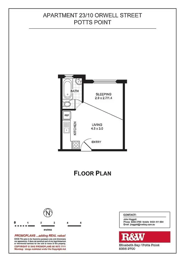 Floorplan of Homely studio listing, 23/10 Orwell Street, Potts Point NSW 2011
