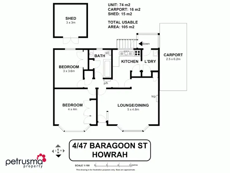 Floorplan of Homely unit listing, 4/47 Baragoon Street, Howrah TAS 7018