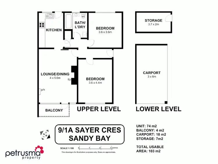 Floorplan of Homely unit listing, 9/1A Sayer Crescent, Sandy Bay TAS 7005