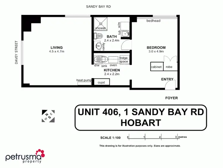 Floorplan of Homely unit listing, 406/1 Sandy Bay Road, Hobart TAS 7000
