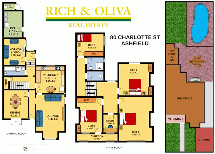 Floorplan of Homely semi-detached listing, 80 Charlotte Street, Ashfield NSW 2131