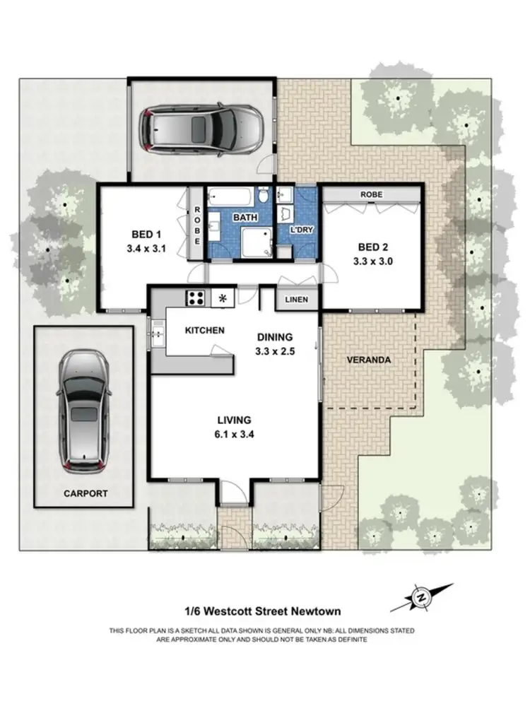Floorplan of Homely unit listing, 1/6 Westcott Street, Newtown VIC 3220