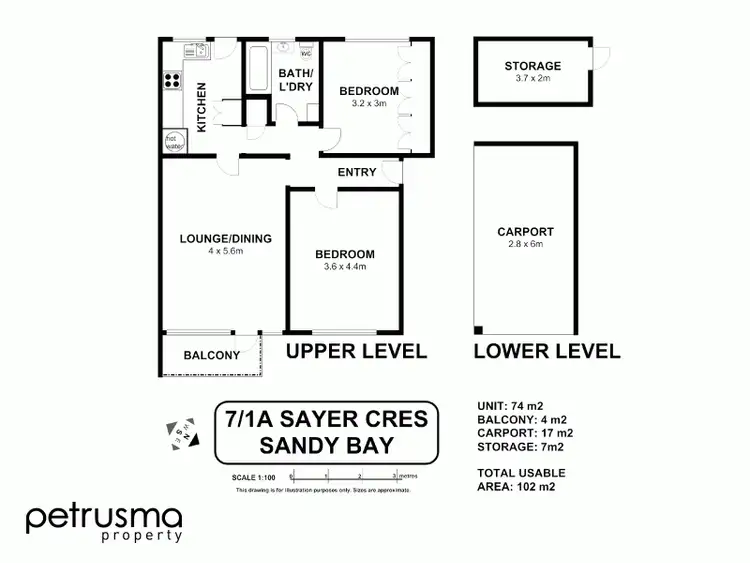 Floorplan of Homely unit listing, 7/1A Sayer Crescent, Sandy Bay TAS 7005