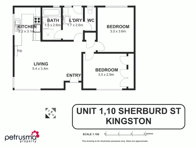 Floorplan of Homely unit listing, Unit 1/10 Sherburd Street, Kingston TAS 7050