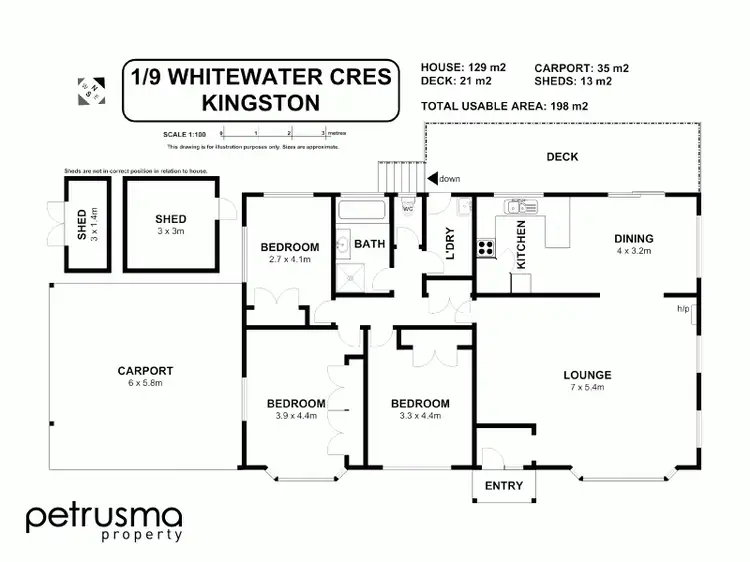 Floorplan of Homely unit listing, 1/9 Whitewater Crescent, Kingston TAS 7050