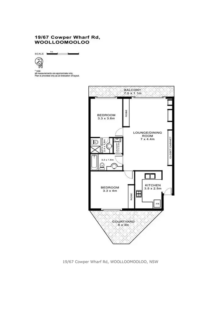 Floorplan of Homely apartment listing, 19/67 Cowper Wharf Road, Woolloomooloo NSW 2011