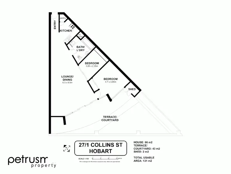 Floorplan of Homely apartment listing, 27/1 Collins Street, Hobart TAS 7000