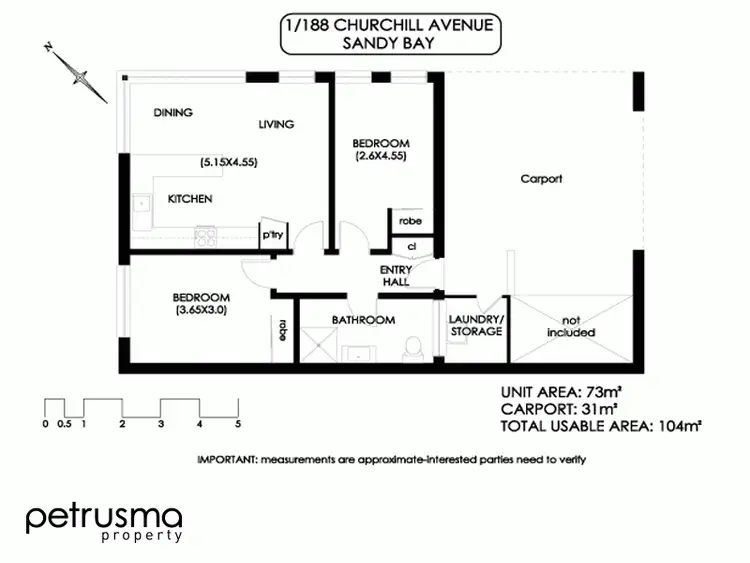 Floorplan of Homely unit listing, 1/188 Churchill Avenue, Sandy Bay TAS 7005