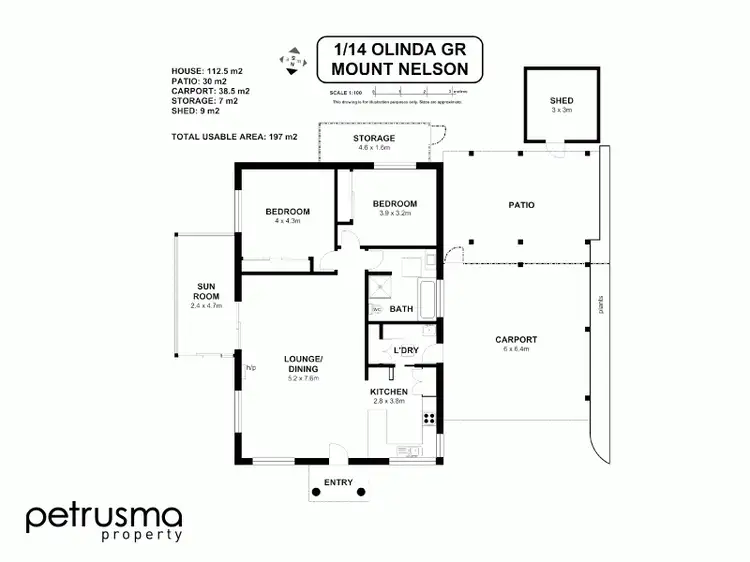Floorplan of Homely unit listing, 1/14 Olinda Grove, Mount Nelson TAS 7007