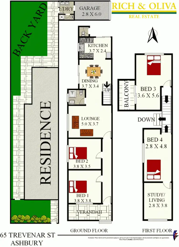 Floorplan of Homely semi-detached listing, 65 Trevenar Street, Ashbury NSW 2193