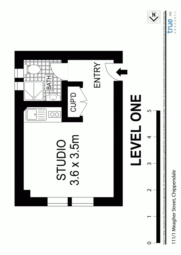 Floorplan of Homely studio listing, 111/1 Meagher Street, Chippendale NSW 2008