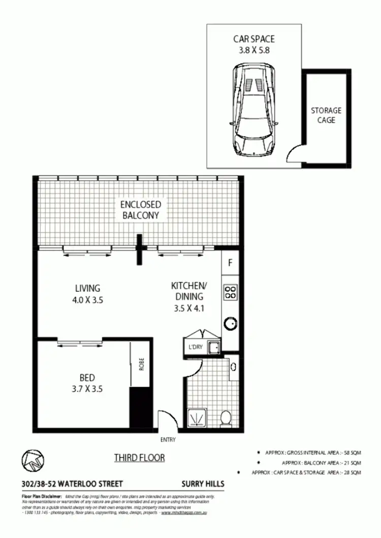 Floorplan of Homely apartment listing, 302/38-52 Waterloo St, Surry Hills NSW 2010