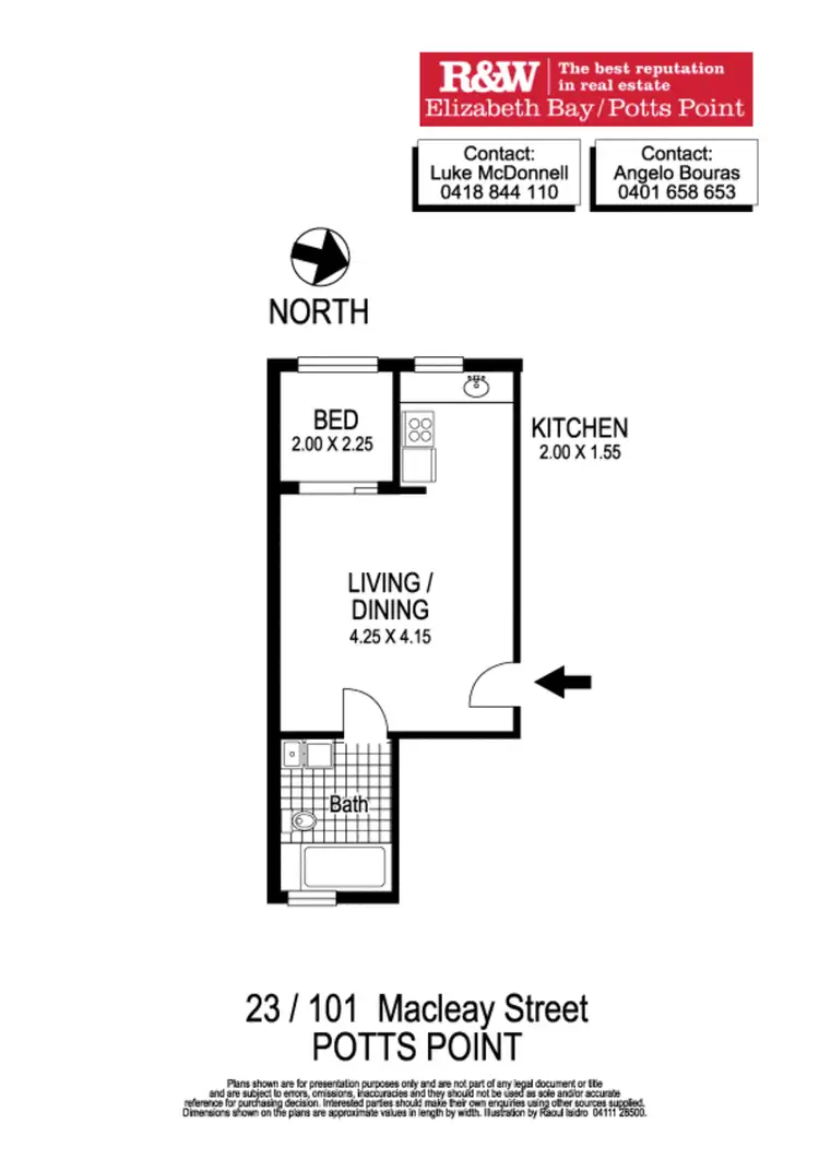 Floorplan of Homely studio listing, 23/101 Macleay Street, Potts Point NSW 2011