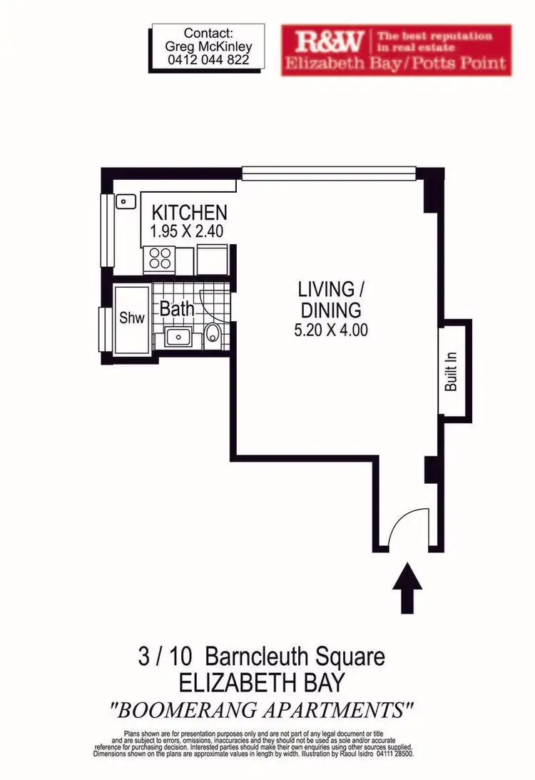 Floorplan of Homely studio listing, 3/10 Barncleuth Square, Elizabeth Bay NSW 2011