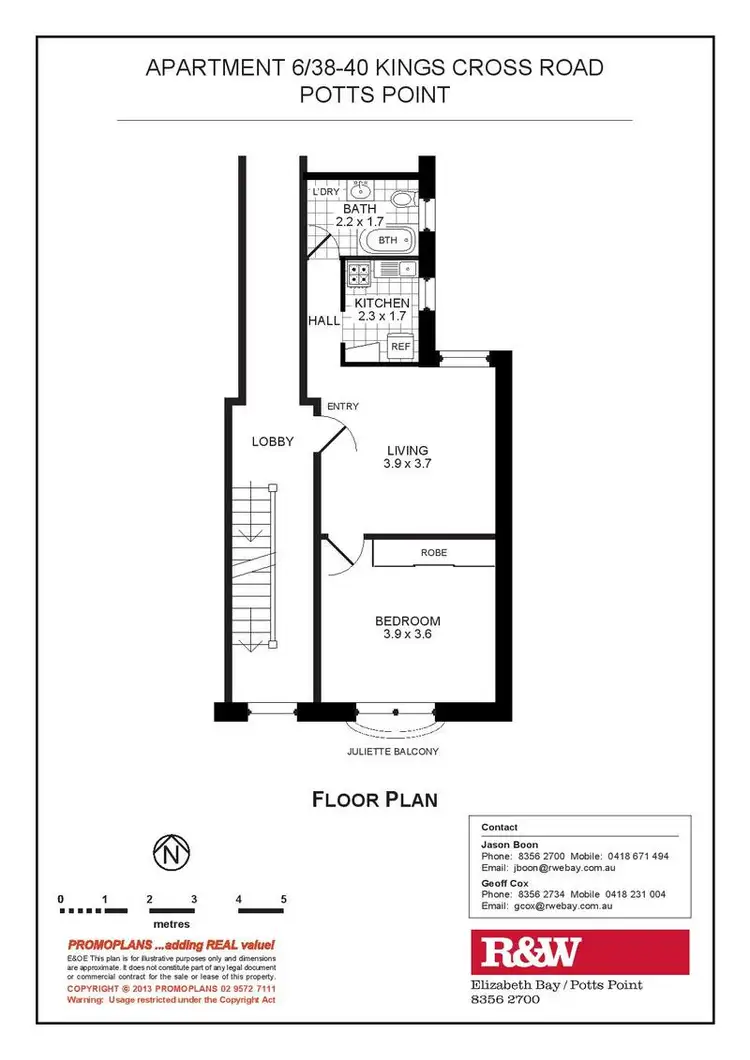 Floorplan of Homely apartment listing, 6/38-40 Kings Cross Road, Potts Point NSW 2011