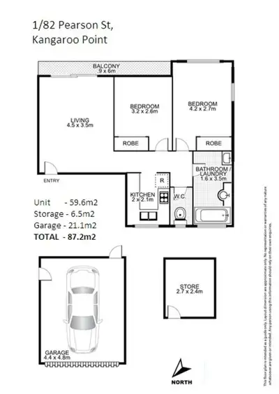 Floorplan of Homely unit listing, 1/82 Pearson Street, Kangaroo Point QLD 4169