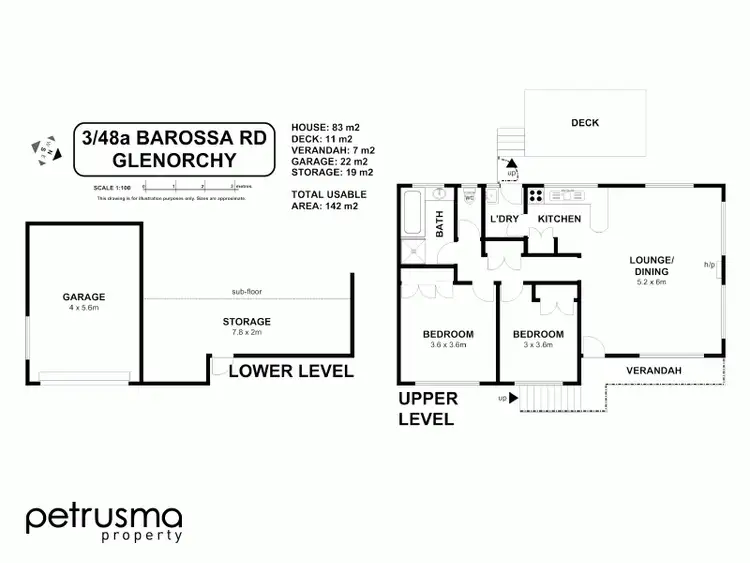 Floorplan of Homely unit listing, 3/48A Barossa Road, Glenorchy TAS 7010