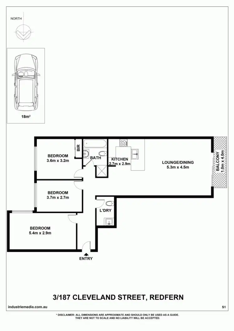 Floorplan of Homely apartment listing, Unit 3/187 Cleveland Street, Redfern NSW 2016