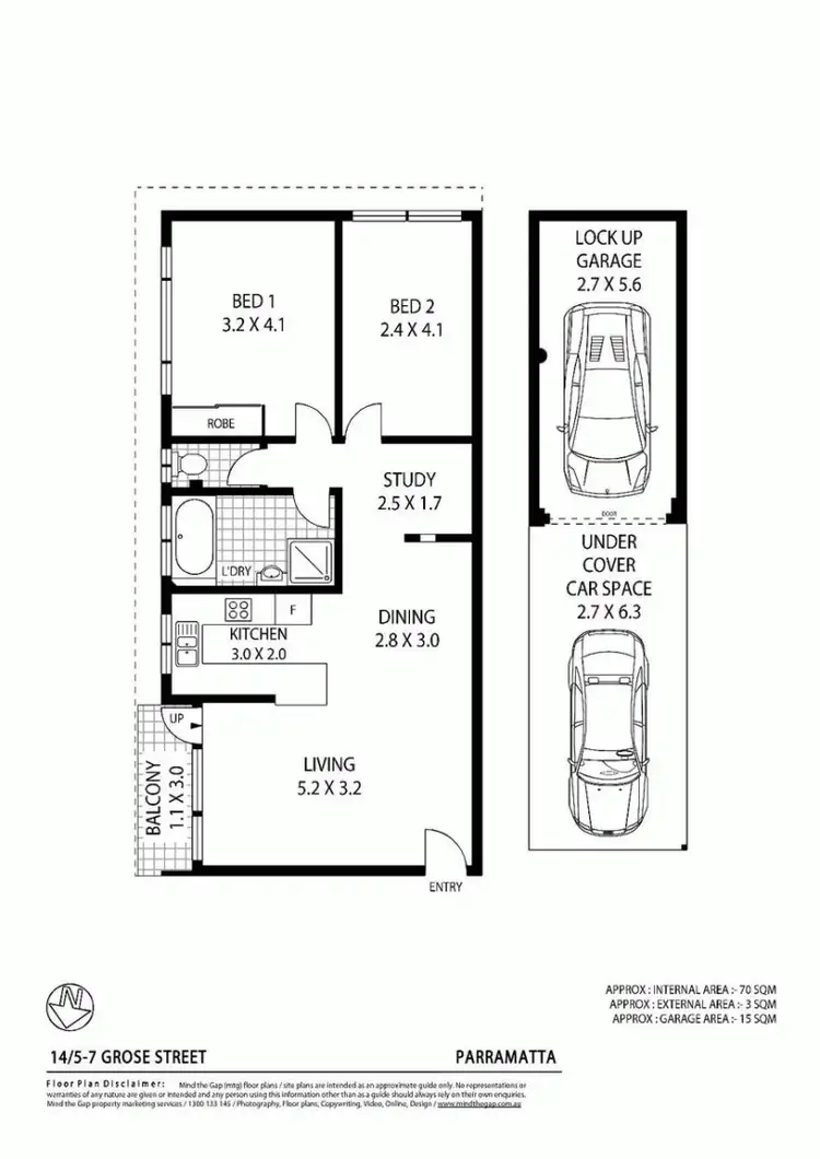 Floorplan of Homely apartment listing, 14/5-7 Grose Street, Parramatta NSW 2150