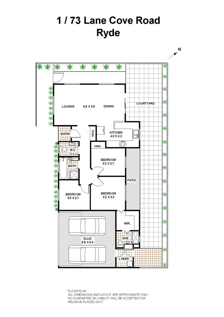 Floorplan of Homely townhouse listing, 1/73 Lane Cove Road, Ryde NSW 2112