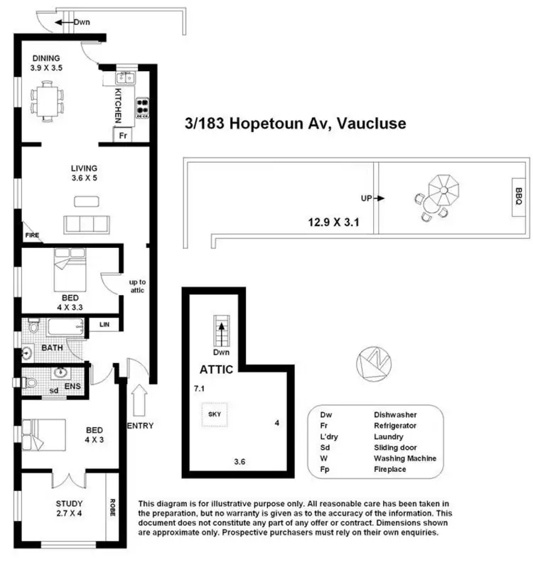 Floorplan of Homely apartment listing, 3/183 Hopetoun Avenue, Vaucluse NSW 2030