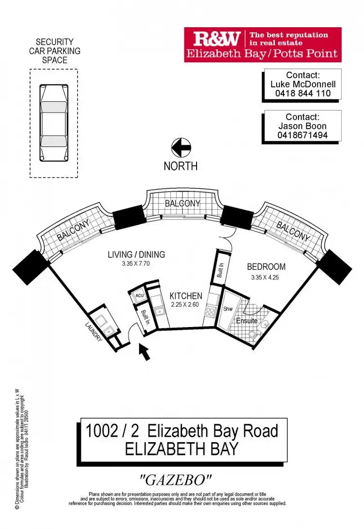 Floorplan of Homely apartment listing, 1002/2 Elizabeth Bay Road, Elizabeth Bay NSW 2011