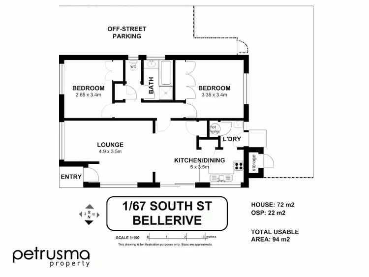 Floorplan of Homely villa listing, 1/67 South Street, Bellerive TAS 7018
