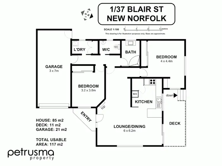 Floorplan of Homely villa listing, 1/37 Blair Street, New Norfolk TAS 7140
