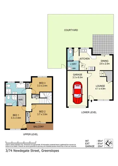 Floorplan of Homely townhouse listing, 3/74 Newdegate Street, Greenslopes QLD 4120